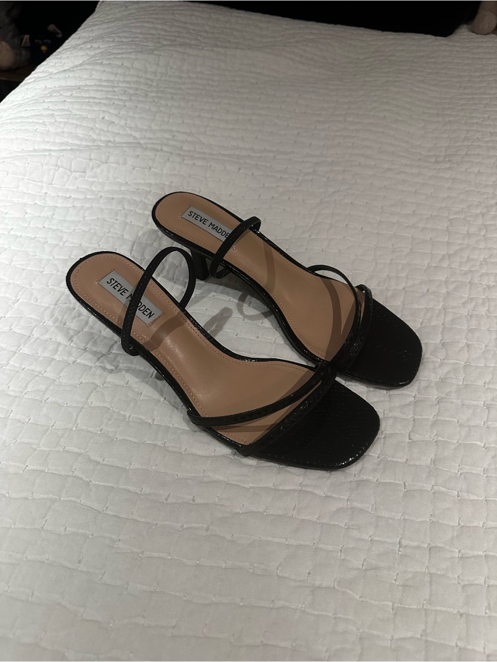 Steve Madden Black Strappy Kitten Heel Sandals